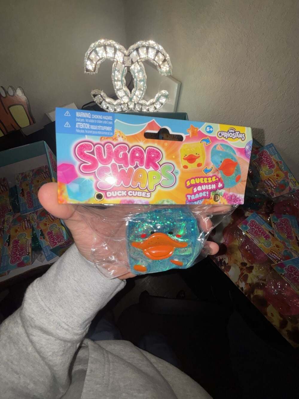 ORB Curiosities Sugar Swaps Duck Cubes Glitter Squeeze Toy